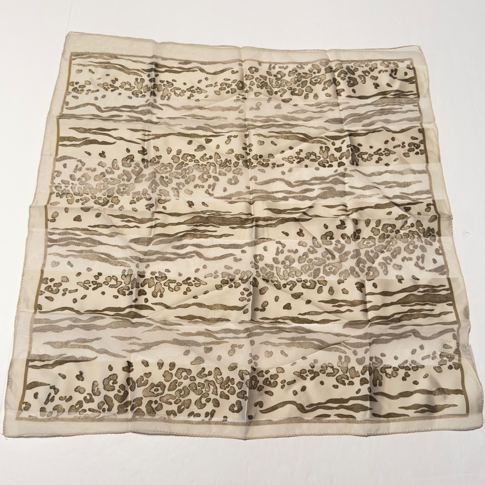 Kathie Lee Collection Scarf Made in Italy Leopard Zebra Animal Print Square Y2K - Picture 1 of 6